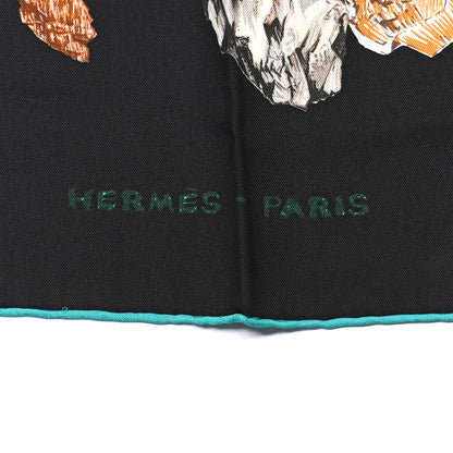 Hermes Silk Mineraux Scarf 90 Black Turquoise Beige 4 of 5