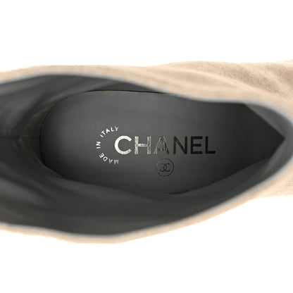 Chanel Suede Calfskin CC Short Boots 37.5 Beige 6 of 12