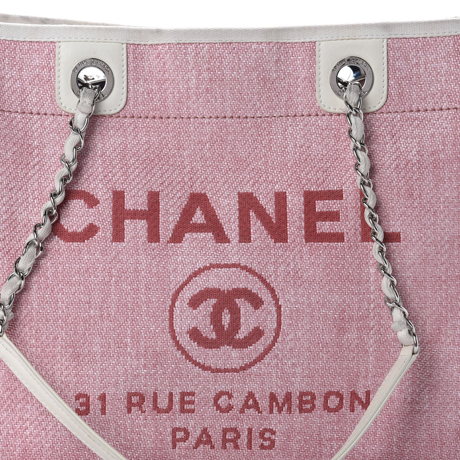 Chanel Canvas Small Deauville Tote Pink 16 of 16