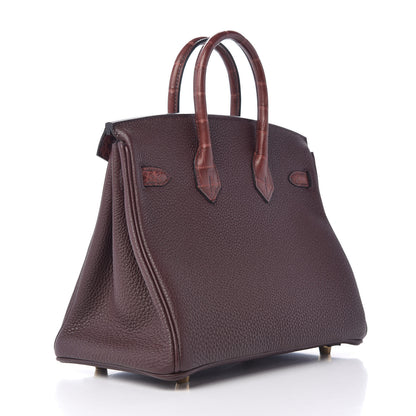 Hermes Togo Matte Alligator Birkin Touch 25 Rouge Sellier Bourgogne 3 of 10
