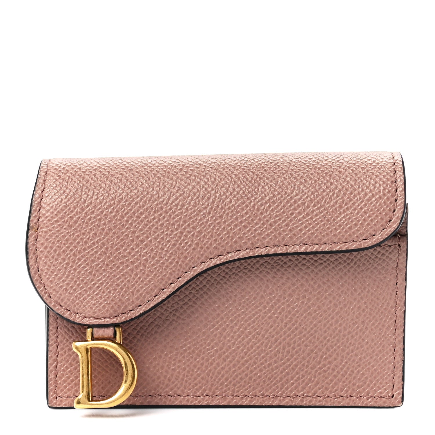 Christian Dior Grained Calfskin Saddle Card Holder Blush 1 of 12