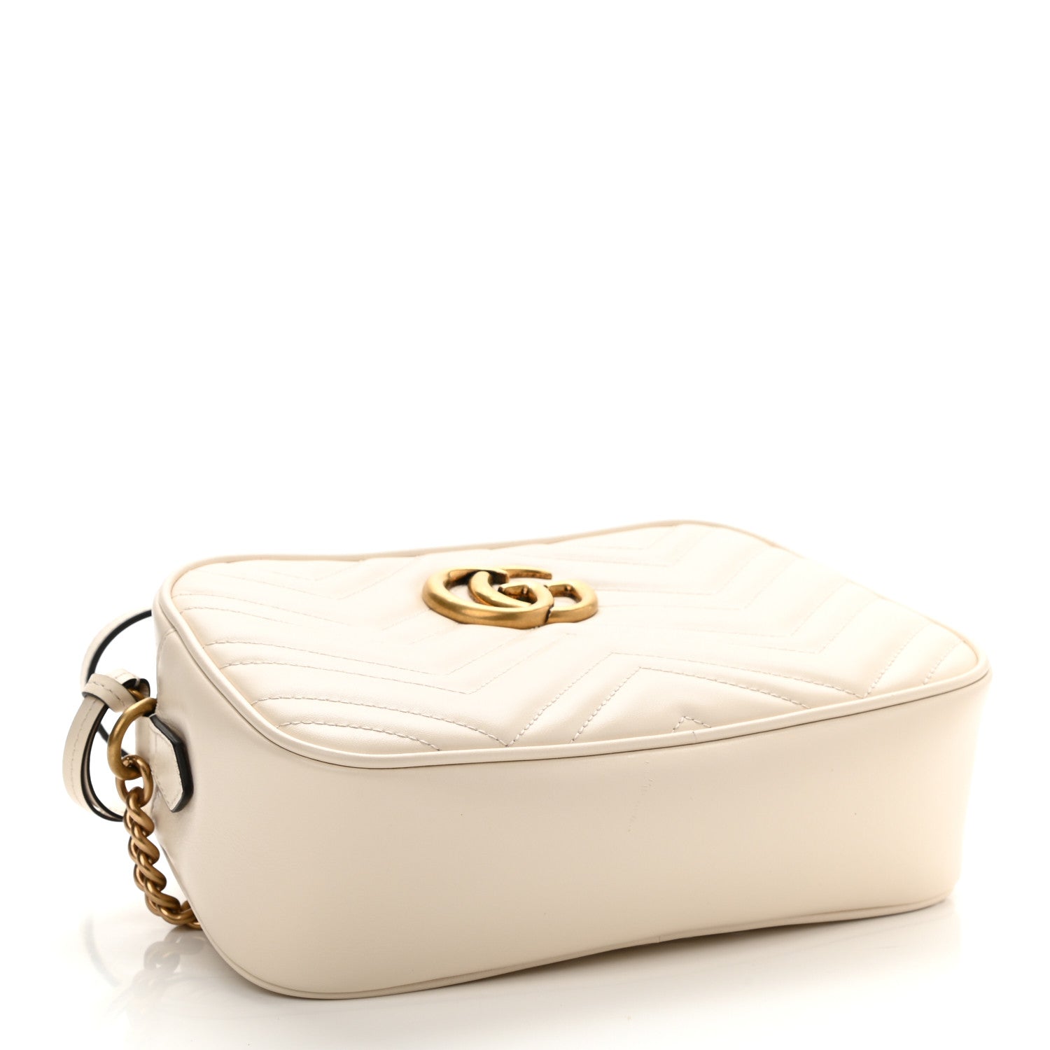 Gucci Calfskin Matelasse Small GG Marmont Chain Shoulder Bag White 4 of 8