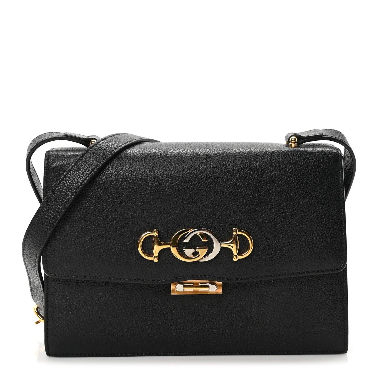 Grainy Calfskin Small Zumi Shoulder Bag Black