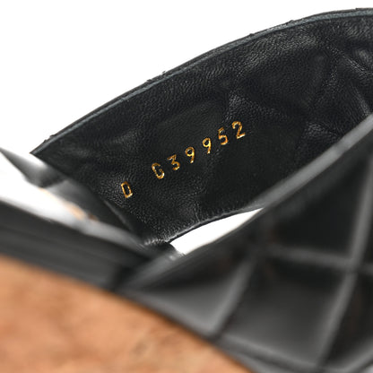 Chanel Shiny Goatskin Cork CC Wedge Sandals 39 Black 8 of 9