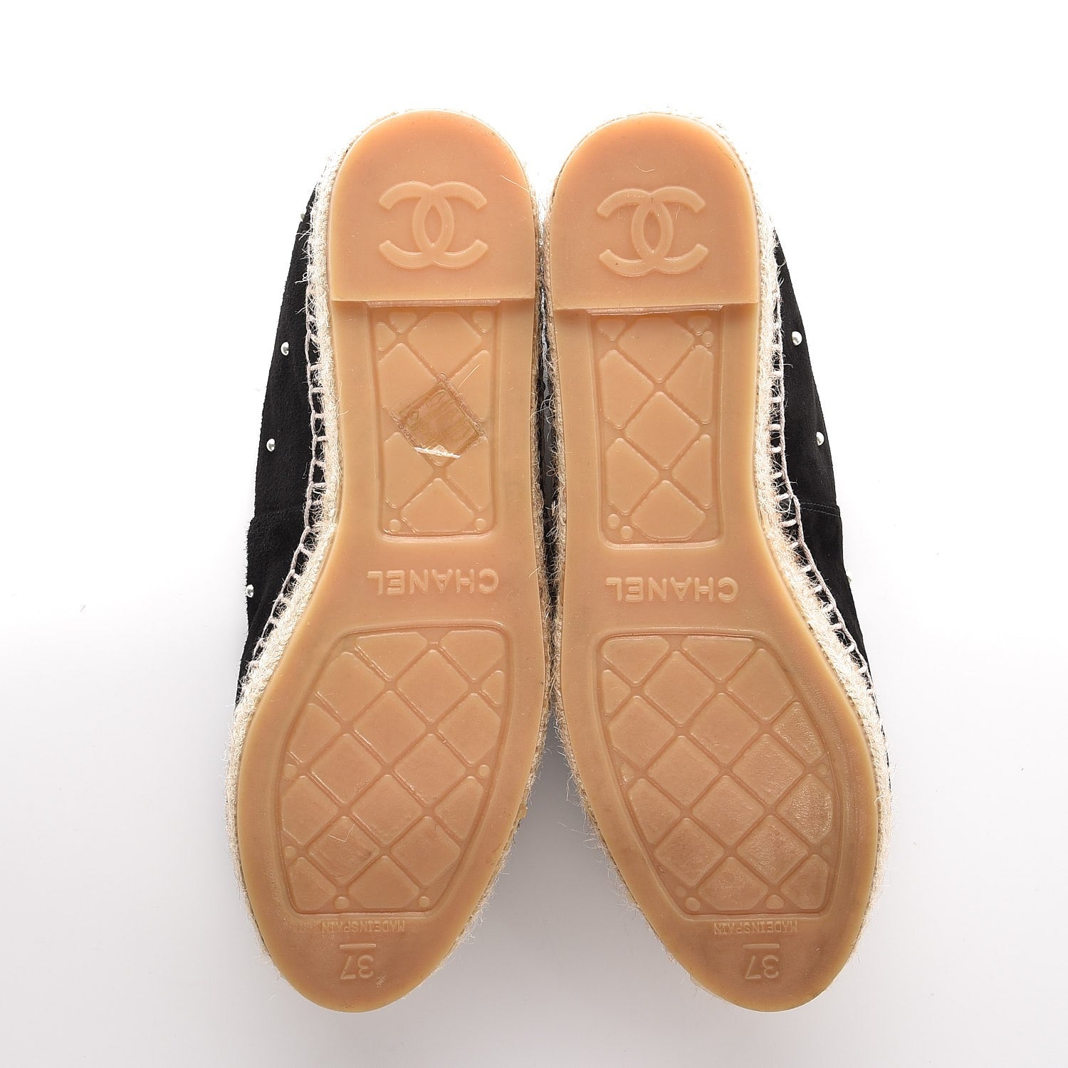 Chanel Suede Pearl CC Espadrilles 37 Black 5 of 12