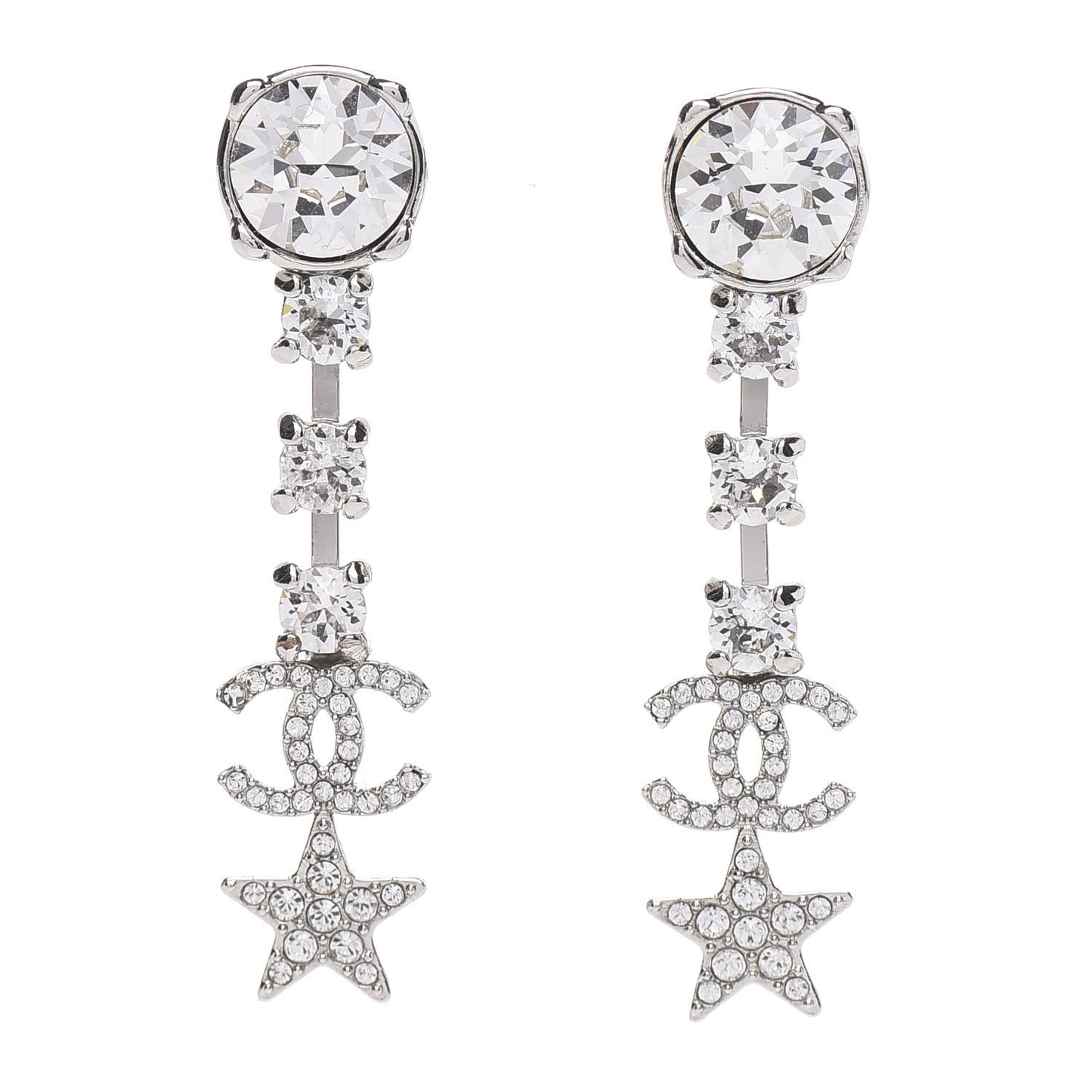 Crystal Starfall Drop CC Earrings Silver