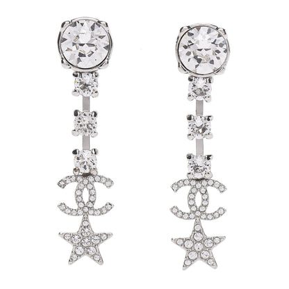 Chanel Crystal Starfall Drop CC Earrings Silver 1 of 5