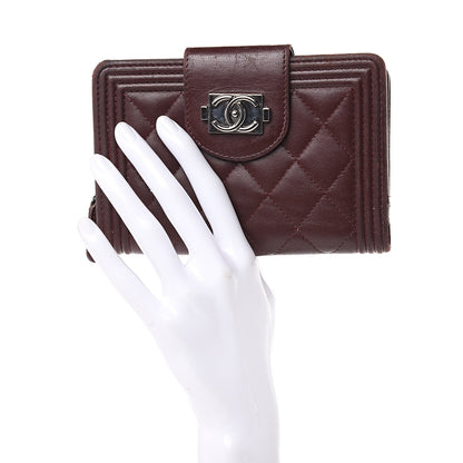 Chanel Lambskin Quilted Boy Zipped Pocket Wallet Burgundy 2 of 18