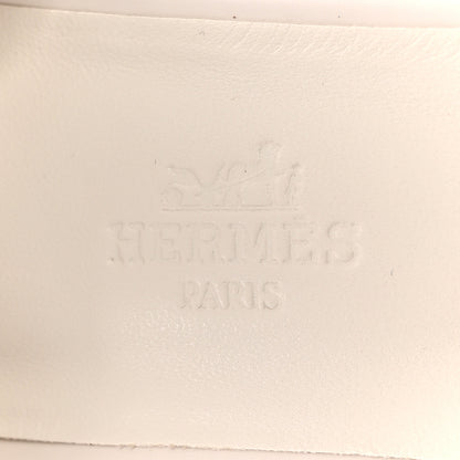 Hermes Calfskin Illusion 35 Wedge Sandals 36.5 Blanc De Paris 7 of 10