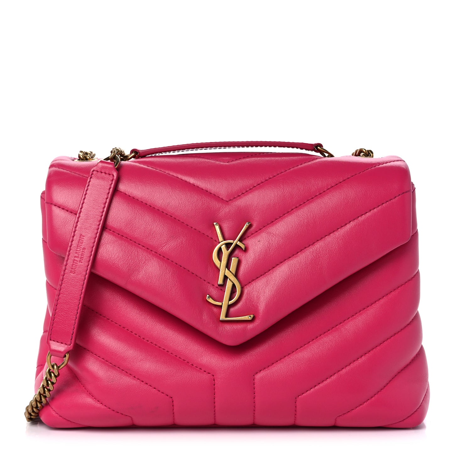 Calfskin Y Quilted Monogram Small Loulou Chain Satchel Fresh Fuchsia