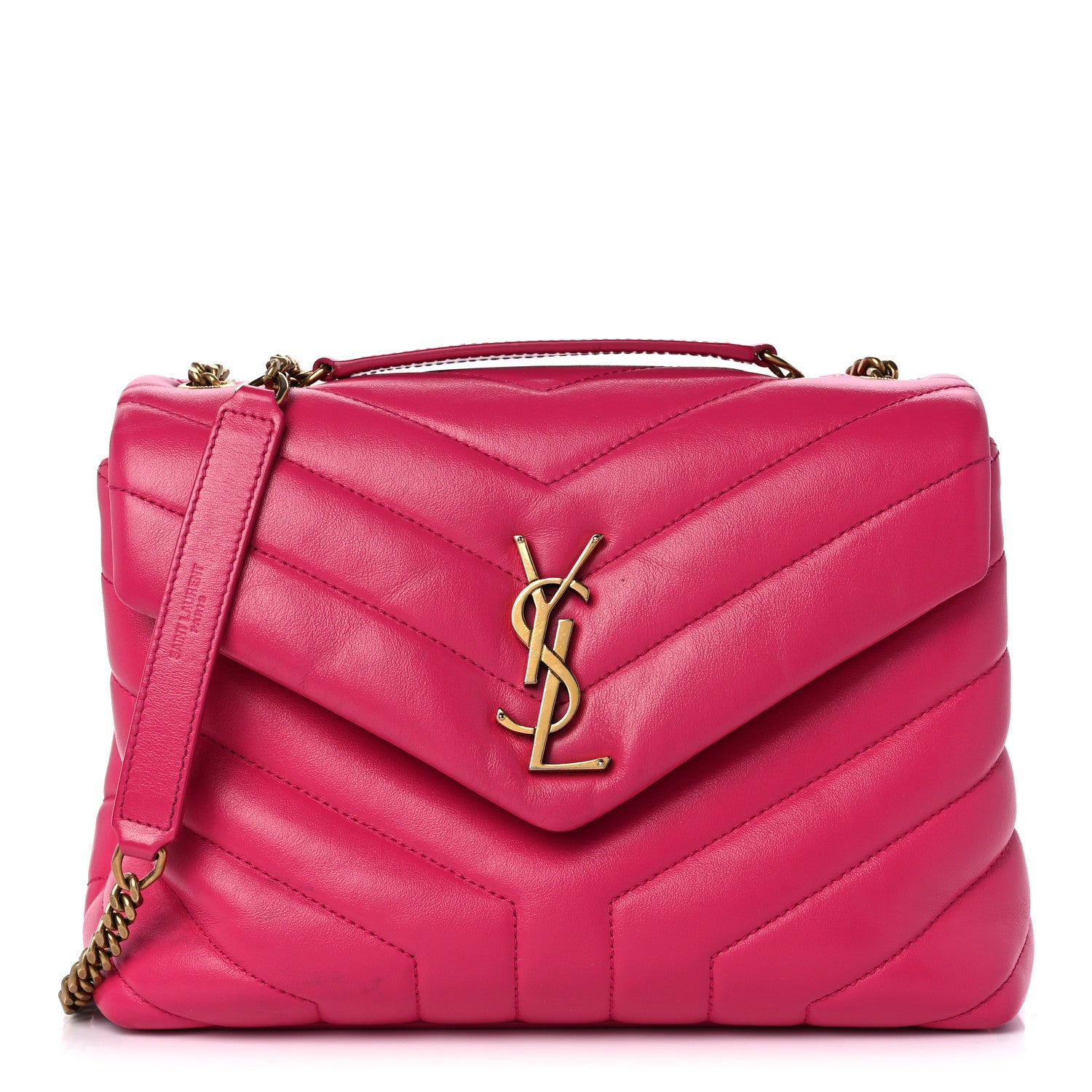 Saint Laurent Calfskin Y Quilted Monogram Small Loulou Chain Satchel Fresh Fuchsia 1 of 13