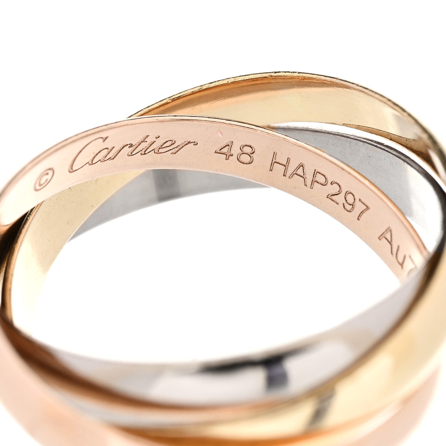 18K Pink Yellow White Gold Small Trinity Ring 48 4.5
