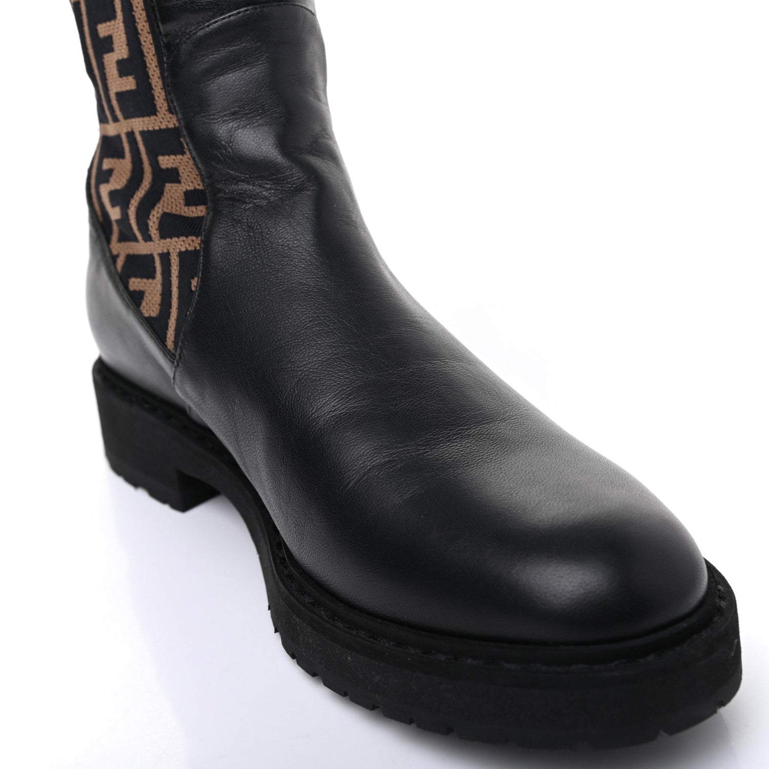 Fendi Nappa Microfiber Fabric FF Rockoko Tall Boots 39 Black Tobacco 10 of 13