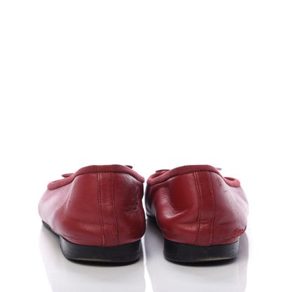 Chanel Lambskin Cap Toe Ballerina Flats 37 Red 5 of 9
