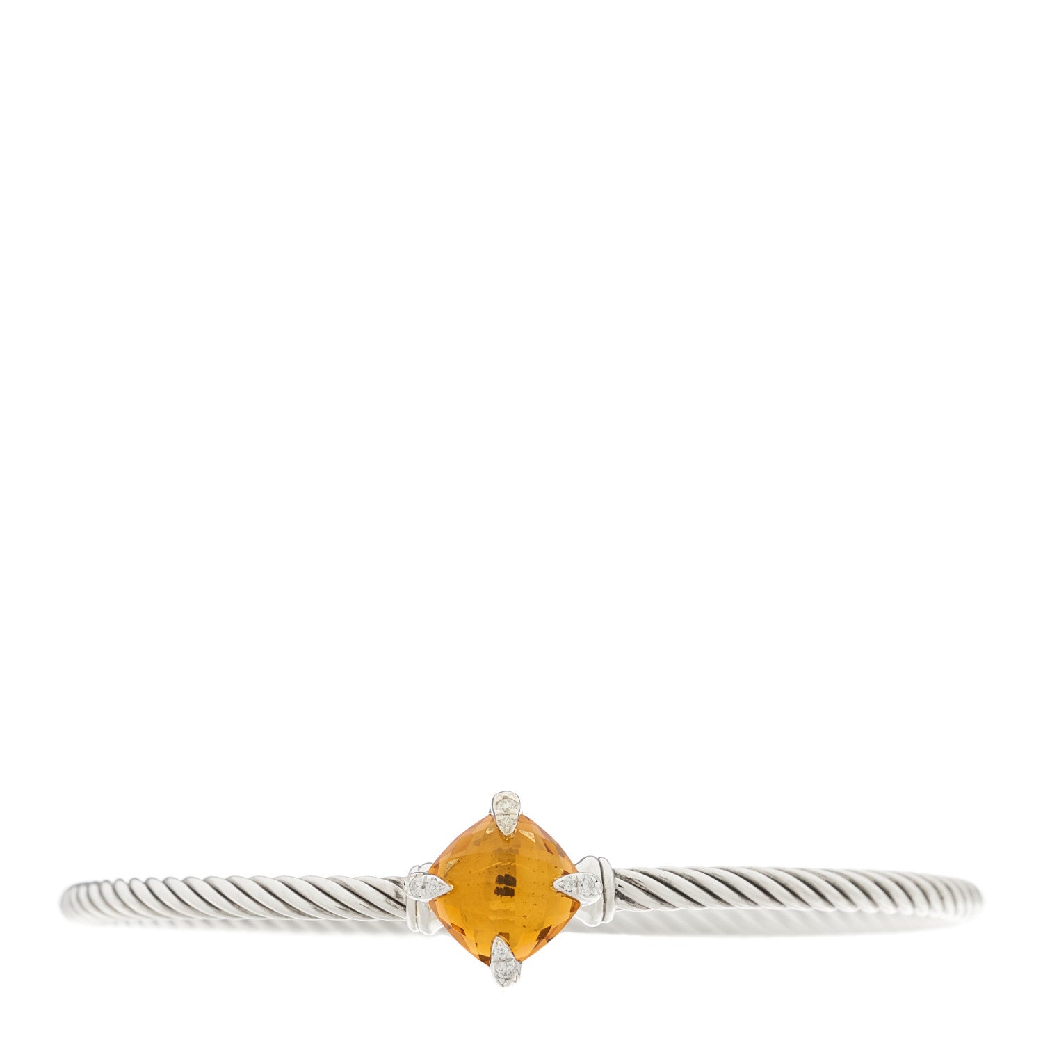 David Yurman Sterling Silver Diamond Citrine 3mm Chatelaine Bracelet 1 of 3