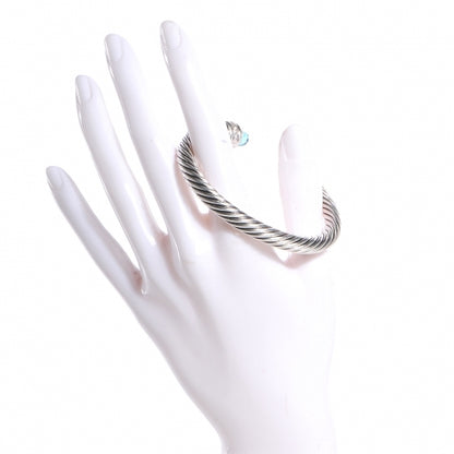 David Yurman Sterling Silver Blue Topaz Diamond 7mm Cable Classics Bracelet 2 of 5