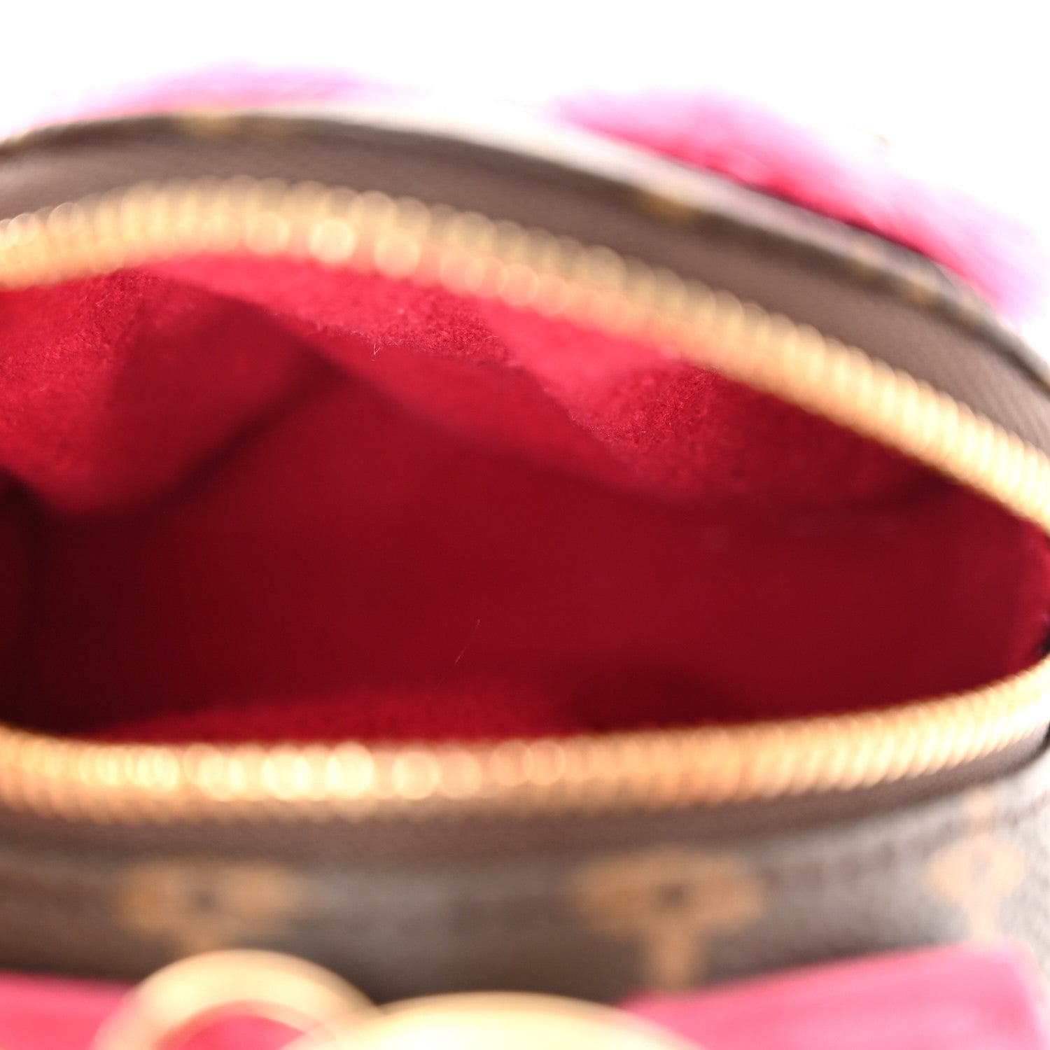 Louis Vuitton Monogram Calfskin Mink Fur Palm Springs Bear Bag Charm Key Holder Pink Orange 3 of 5