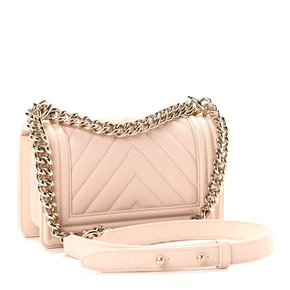 Chanel Caviar Chevron Quilted Small Boy Flap Light Pink 3 of 11