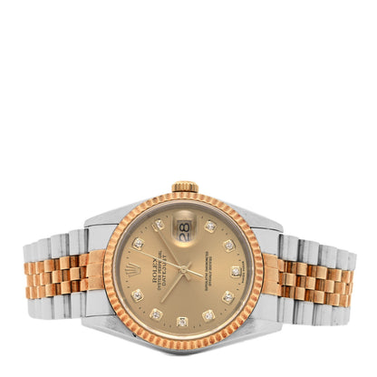 Rolex Stainless Steel 18K Yellow Gold Diamond 36mm Oyster Perpetual Datejust Watch Champagne 16233 2 of 4