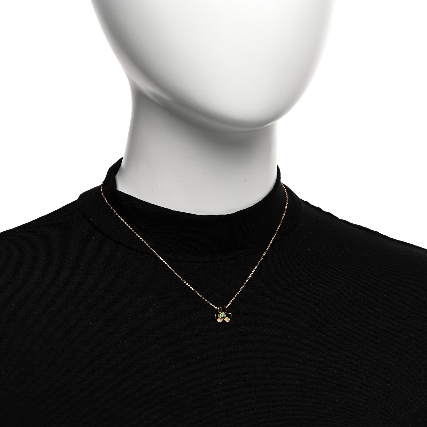 Van Cleef & Arpels 18K Yellow Gold Emerald Mini Frivole Pendant Necklace 2 of 6