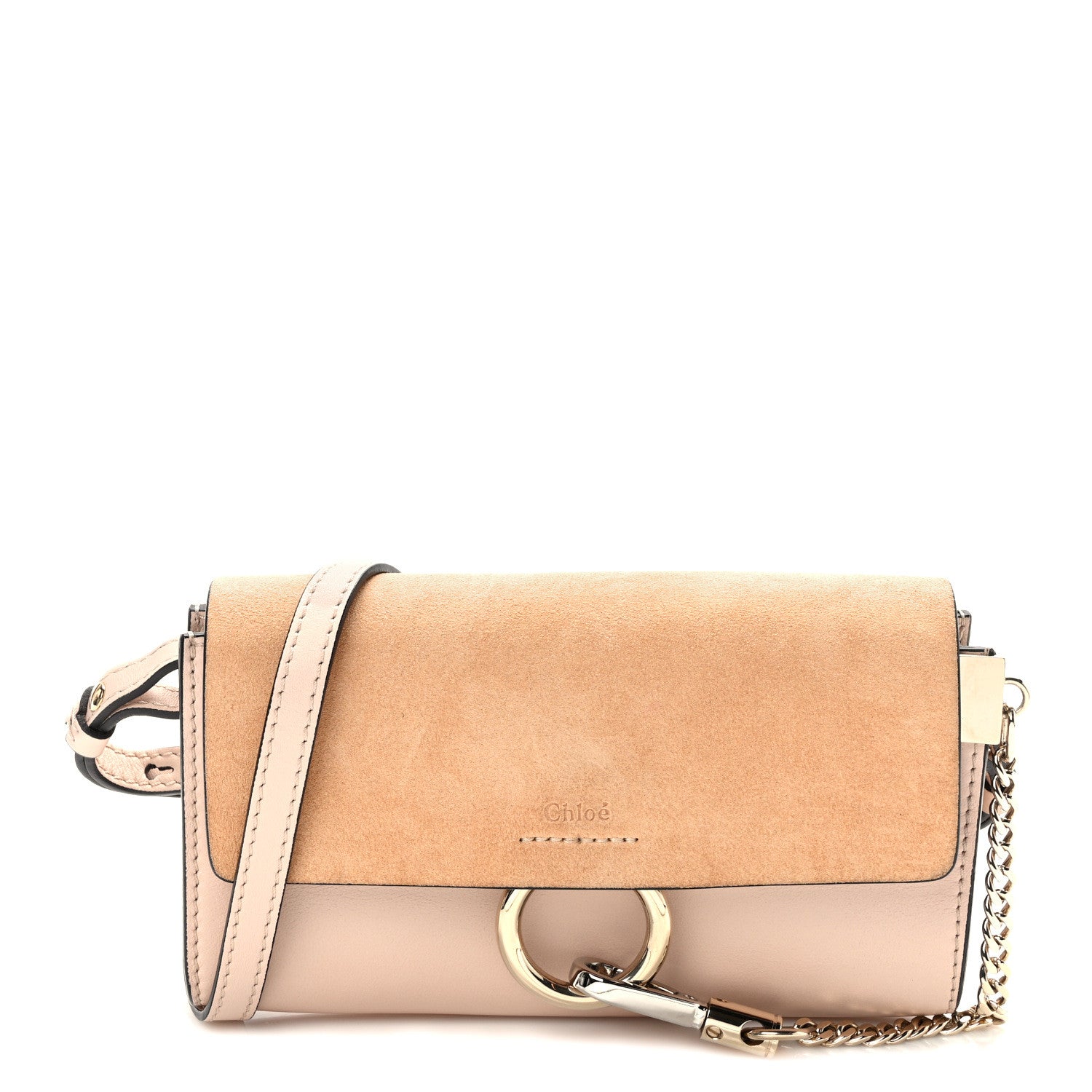 Chloe Suede Calfskin Small Faye Shoulder Bag Cement Pink 1 of 9