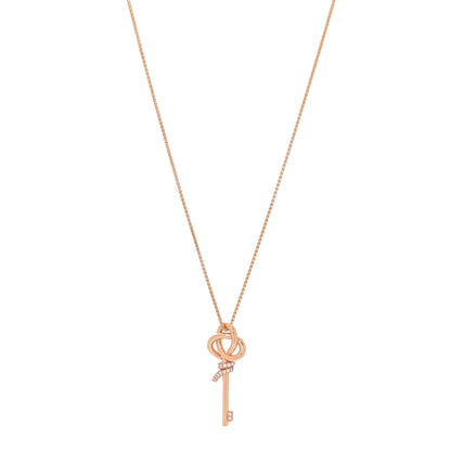 Tiffany 18K Rose Gold Diamond Mini Knot Key Pendant Necklace 1 of 6