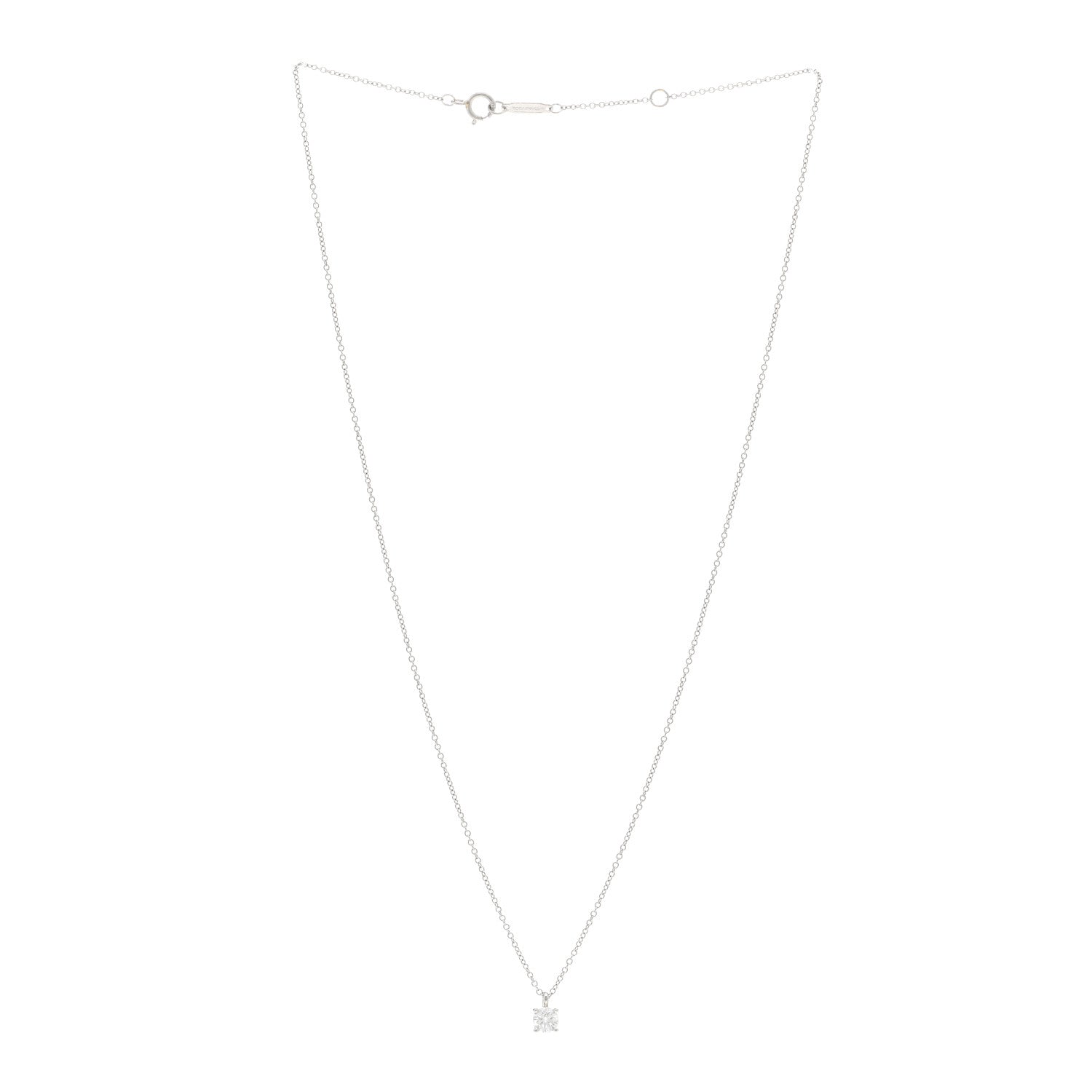 Tiffany Platinum Diamond .30ct Solitaire Pendant Necklace 3 of 5
