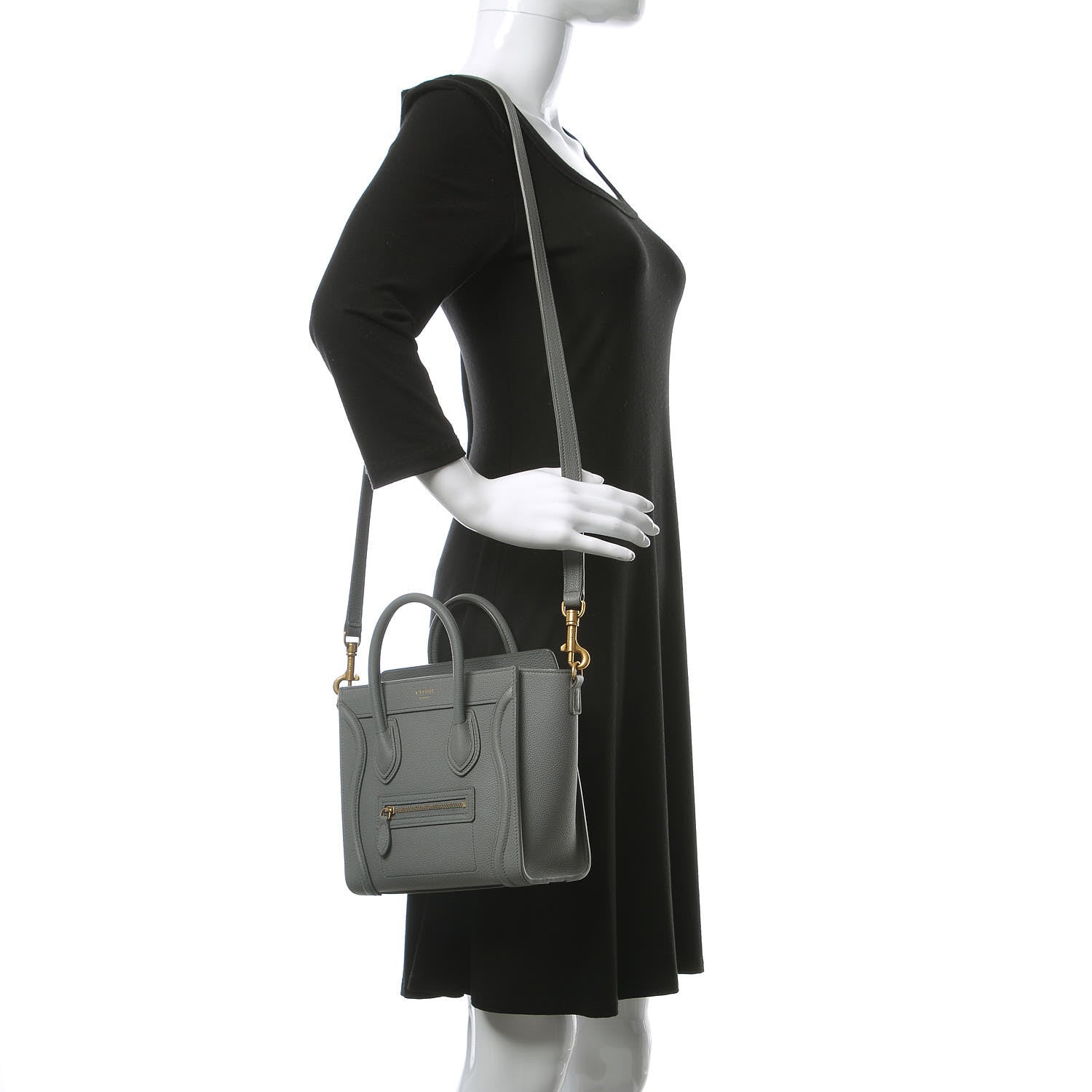 Celine Drummed Calfskin Nano Luggage Kohl 2 of 10