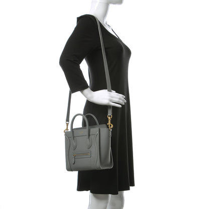 Celine Drummed Calfskin Nano Luggage Kohl 2 of 10