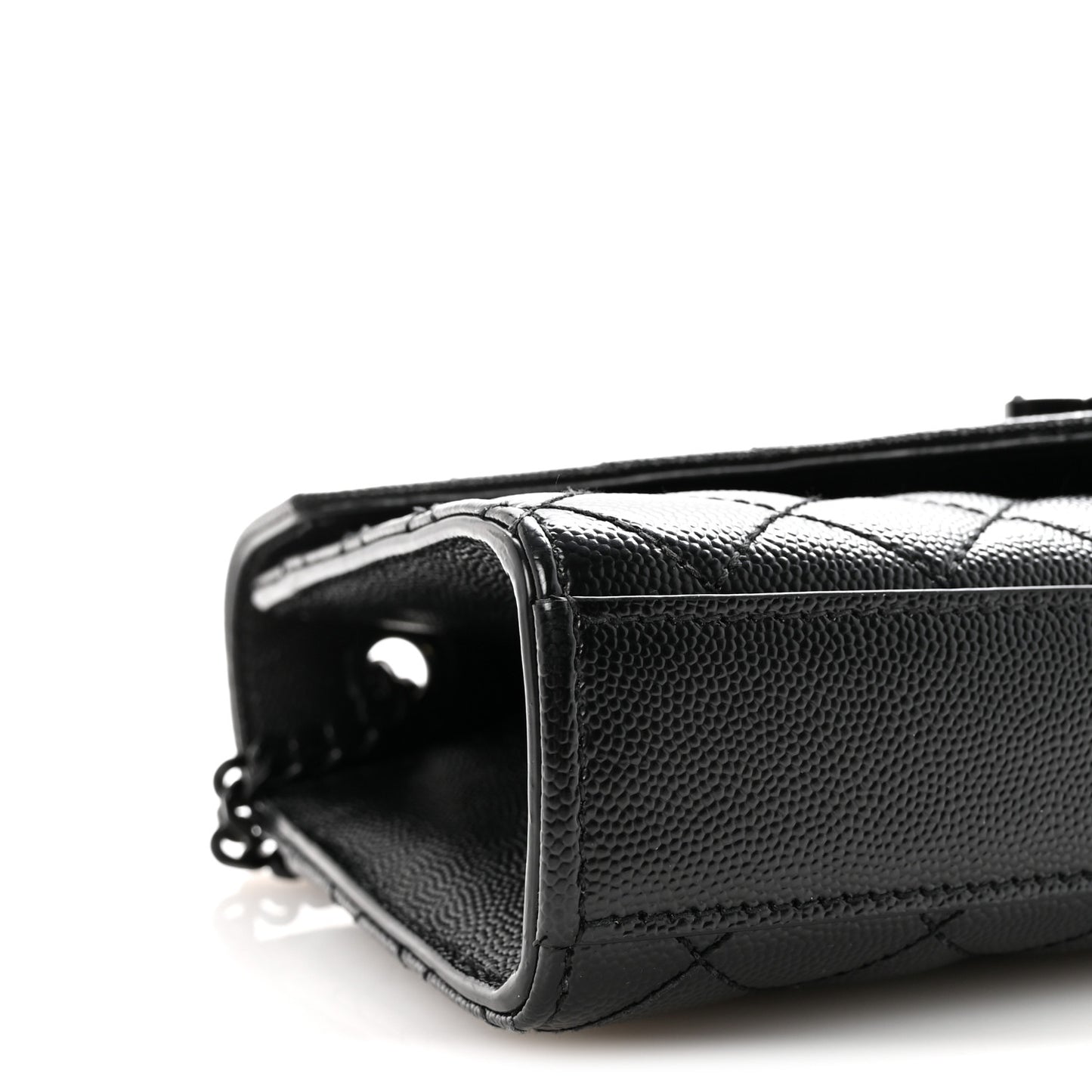 Grain De Poudre Textured Mixed Matelasse Triquilt Small Monogram Monochrome Satchel Black