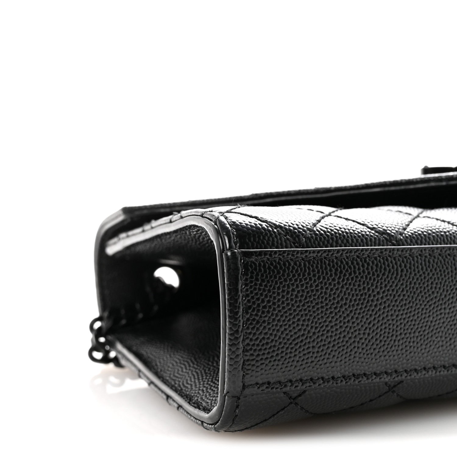 Saint Laurent Grain De Poudre Textured Mixed Matelasse Triquilt Small Monogram Monochrome Satchel Black 8 of 9