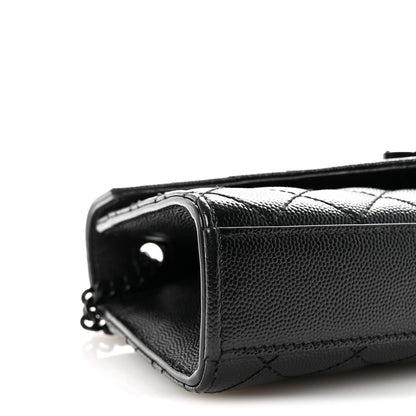 Saint Laurent Grain De Poudre Textured Mixed Matelasse Triquilt Small Monogram Monochrome Satchel Black 8 of 9