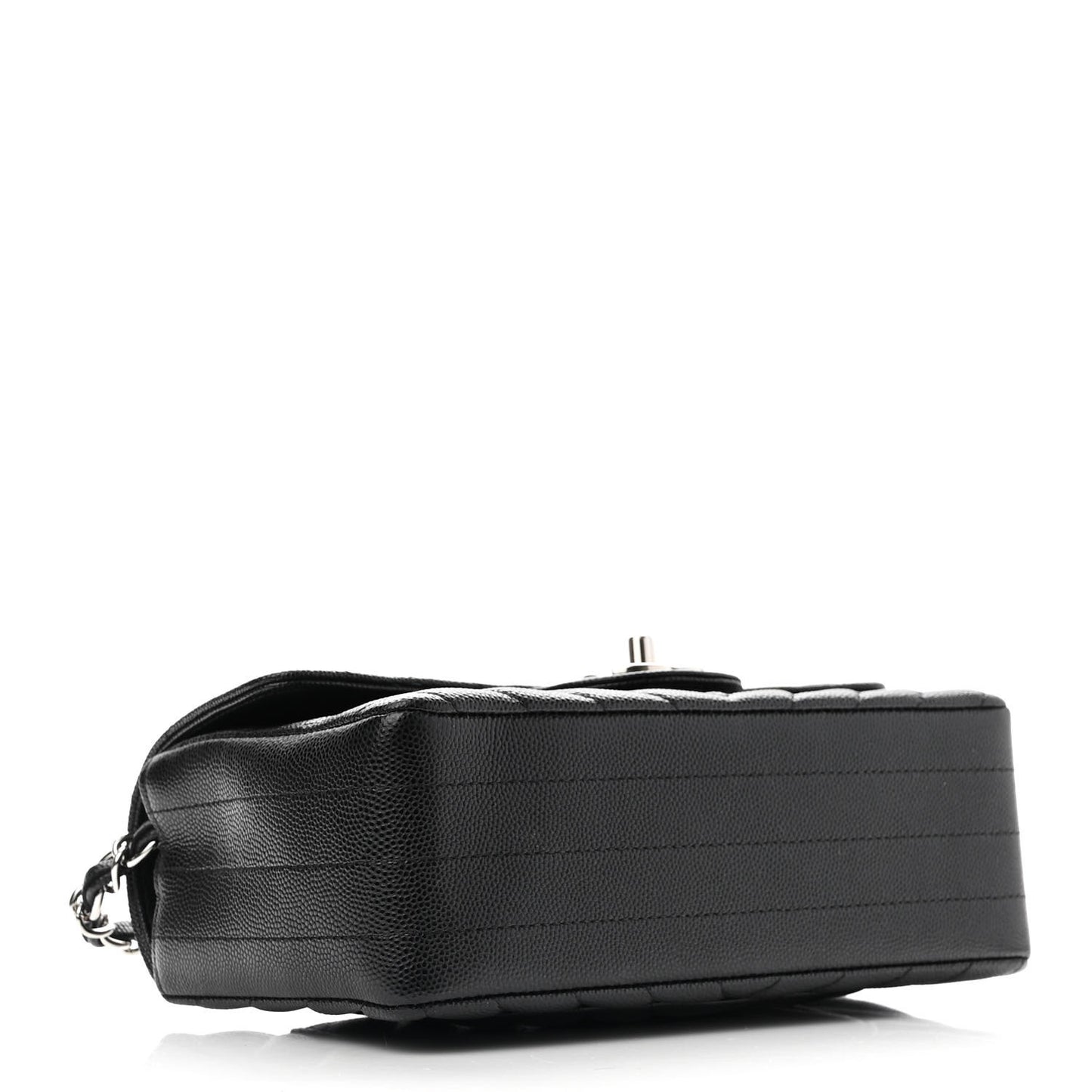 Caviar Chevron Quilted Mini Rectangular Flap Black