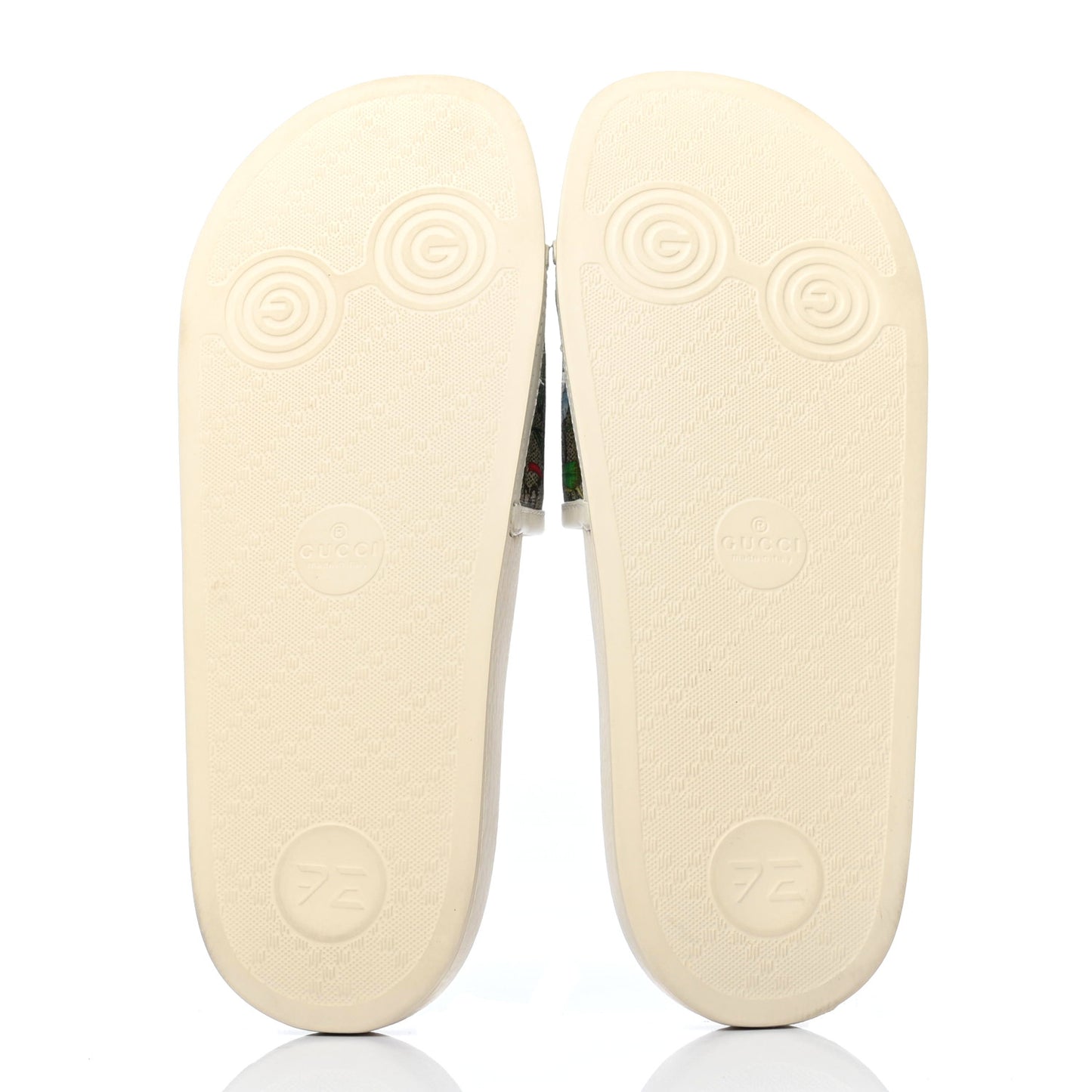 GG Supreme Monogram Flora Pursuit Slide Sandals 39 White