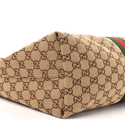 Gucci GG Monogram Web Large Giglio Tote Beige Brown 10 of 10
