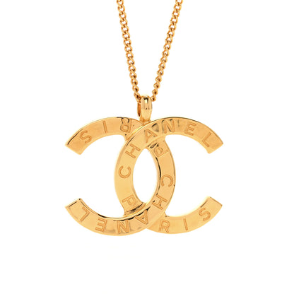 Chanel Metal CC Paris Button Necklace Gold 4 of 7