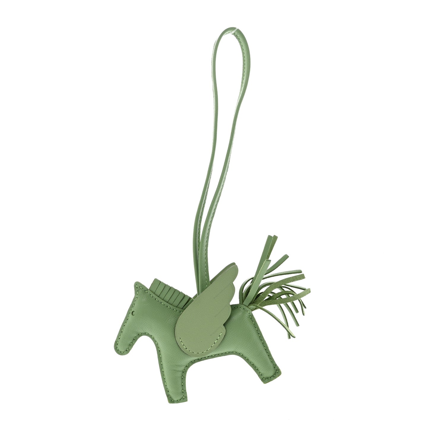 Milo Lambskin Grigri Rodeo Pegase Horse Bag Charm PM Vert Criquet