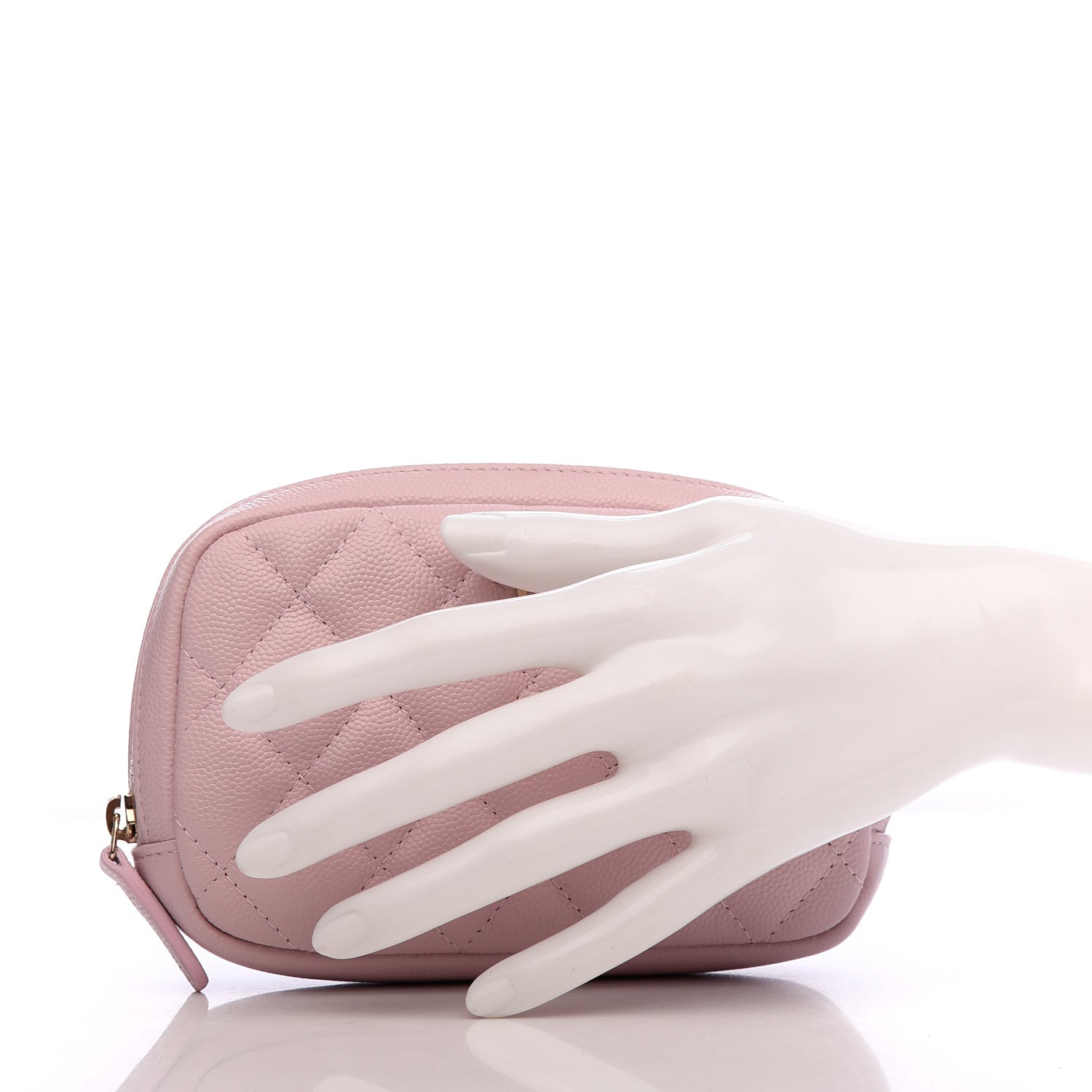 Chanel Caviar Quilted Small Curvy Pouch Cosmetic Case Light Pink 2 of 8