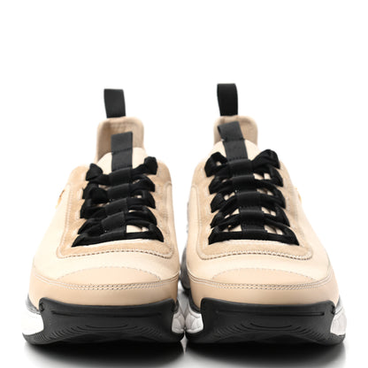 Chanel Velvet Calfskin Mixed Fibers CC Sneakers 41.5 Beige 2 of 10
