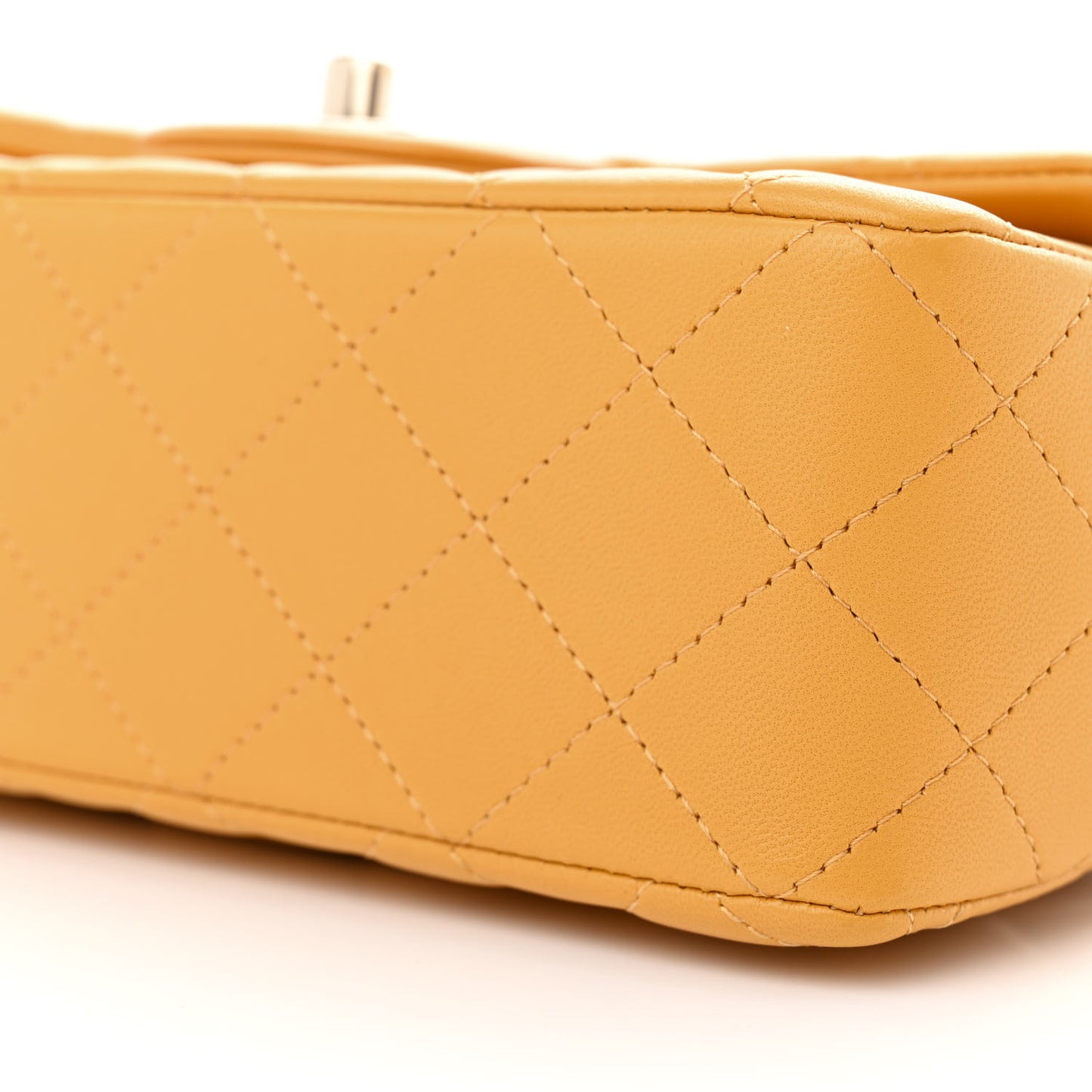 Lambskin Quilted Mini Top Handle Rectangular Flap Yellow