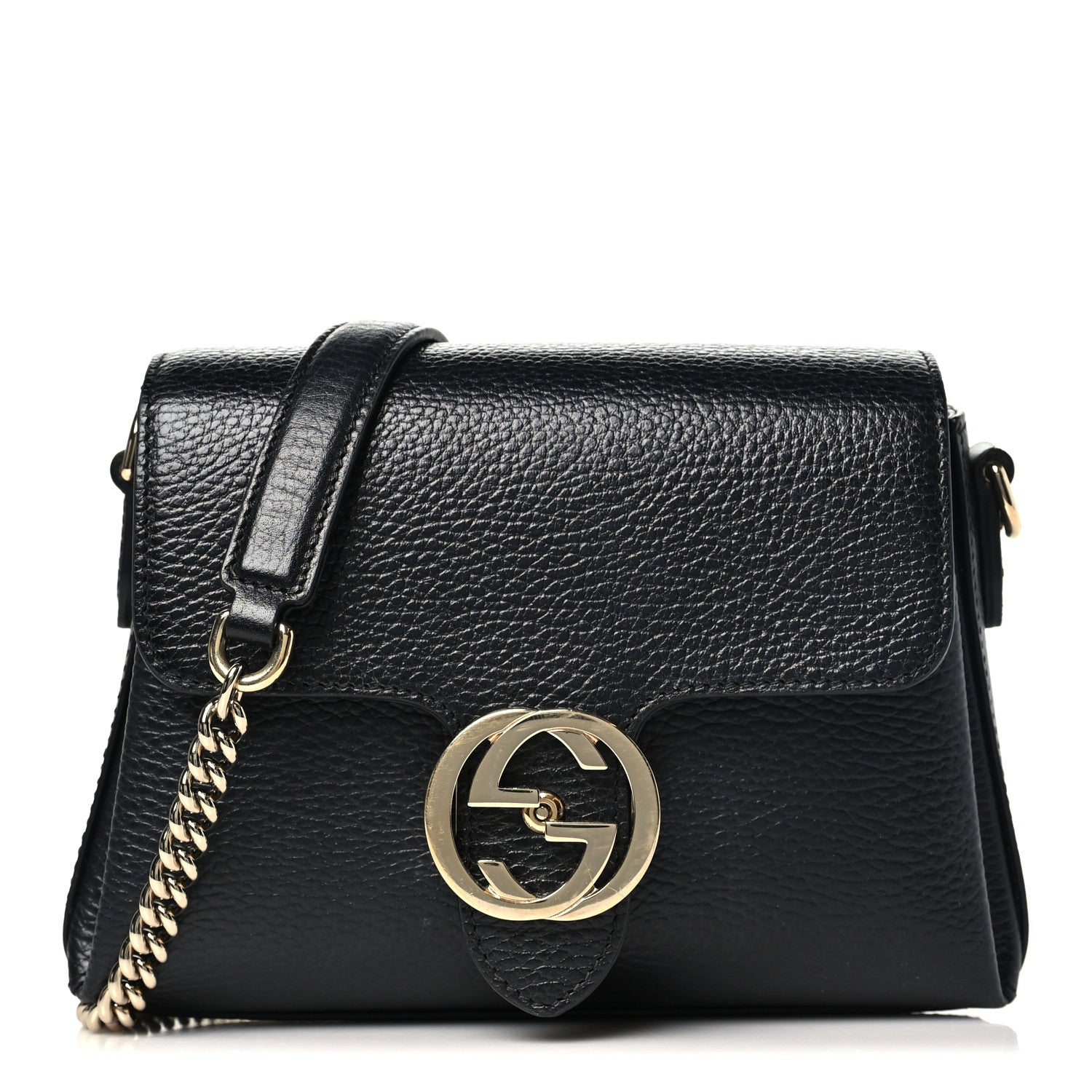 Gucci Dollar Calfskin Interlocking G Crossbody Bag Black 1 of 10