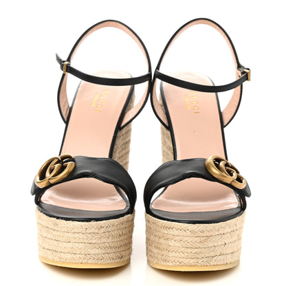 Gucci Lifford Calfskin Aitana Espadrille Platform 45/130mm Wedge Sandals 39 Black 2 of 8