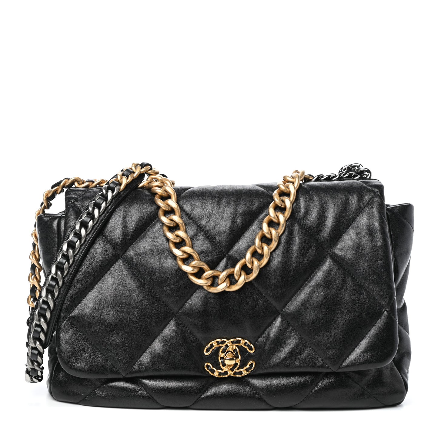 Lambskin Quilted Maxi Chanel 19 Flap Black