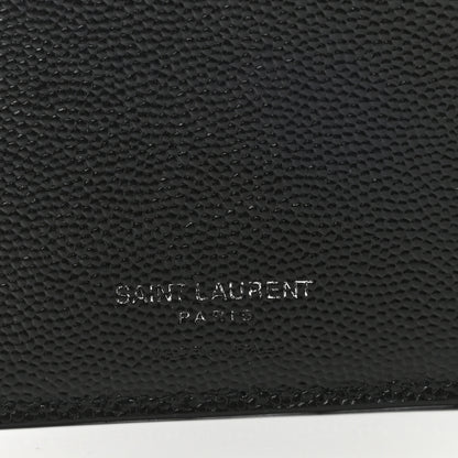 Saint Laurent Grain De Poudre Matelasse Chevron Monogram Zipped Two-Part Wallet Black 7 of 9