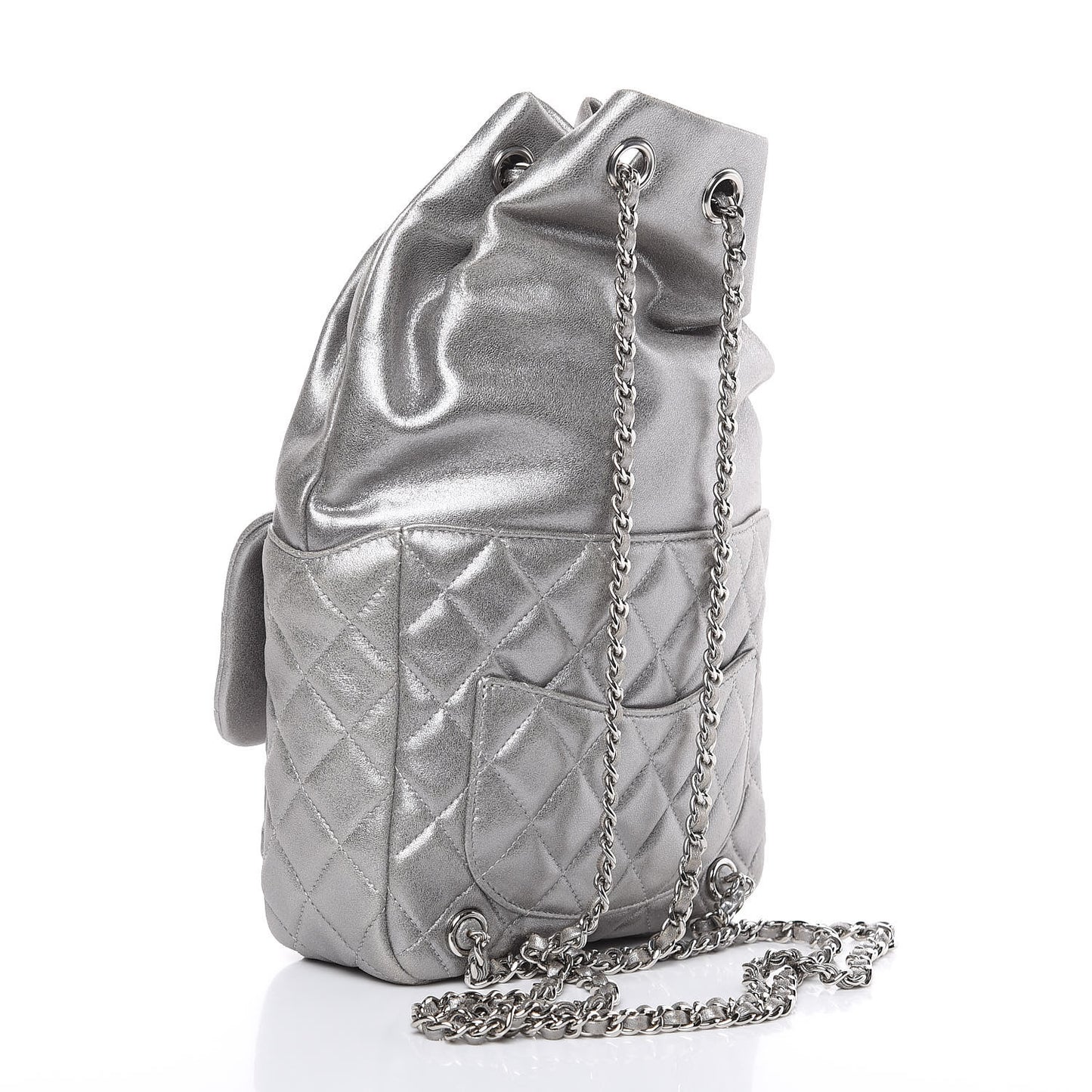 Metallic Lambskin Quilted Small In Seoul Backpack Silver