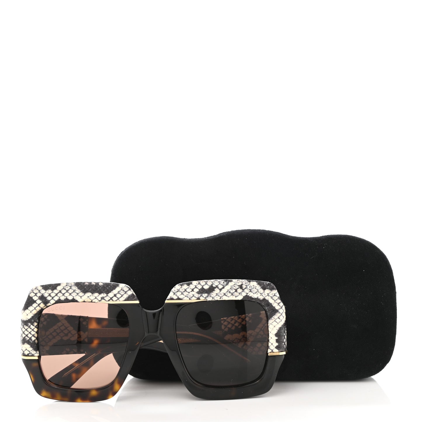 Snakeskin Acetate Square Sunglasses GG0484S Havana