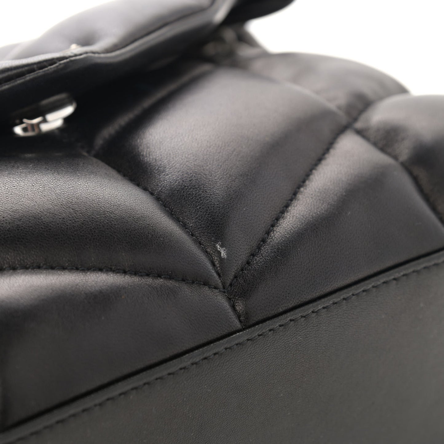 Lambskin Quilted Small Loulou Puffer Monogram Chain Satchel Black
