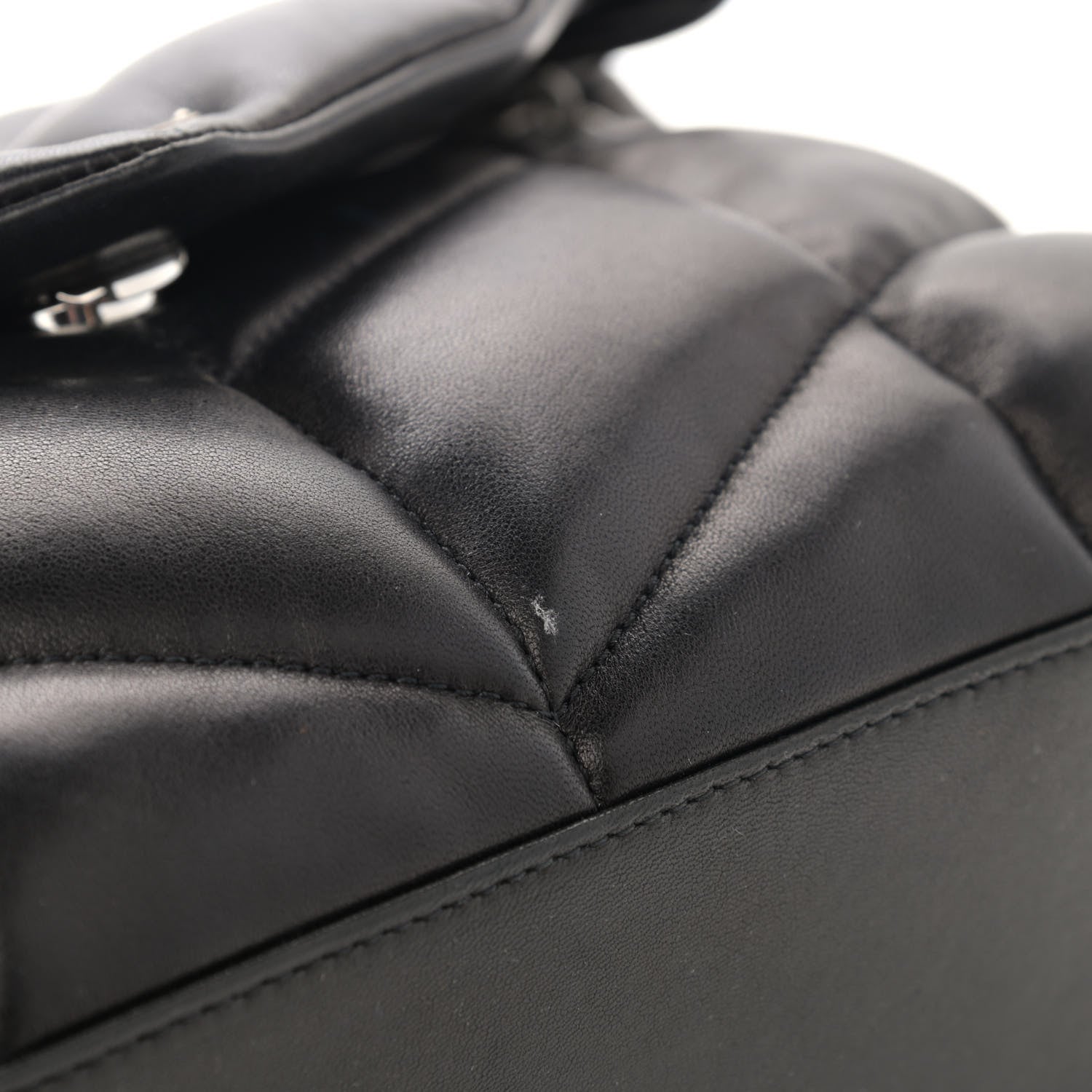 Saint Laurent Lambskin Quilted Small Loulou Puffer Monogram Chain Satchel Black 10 of 11