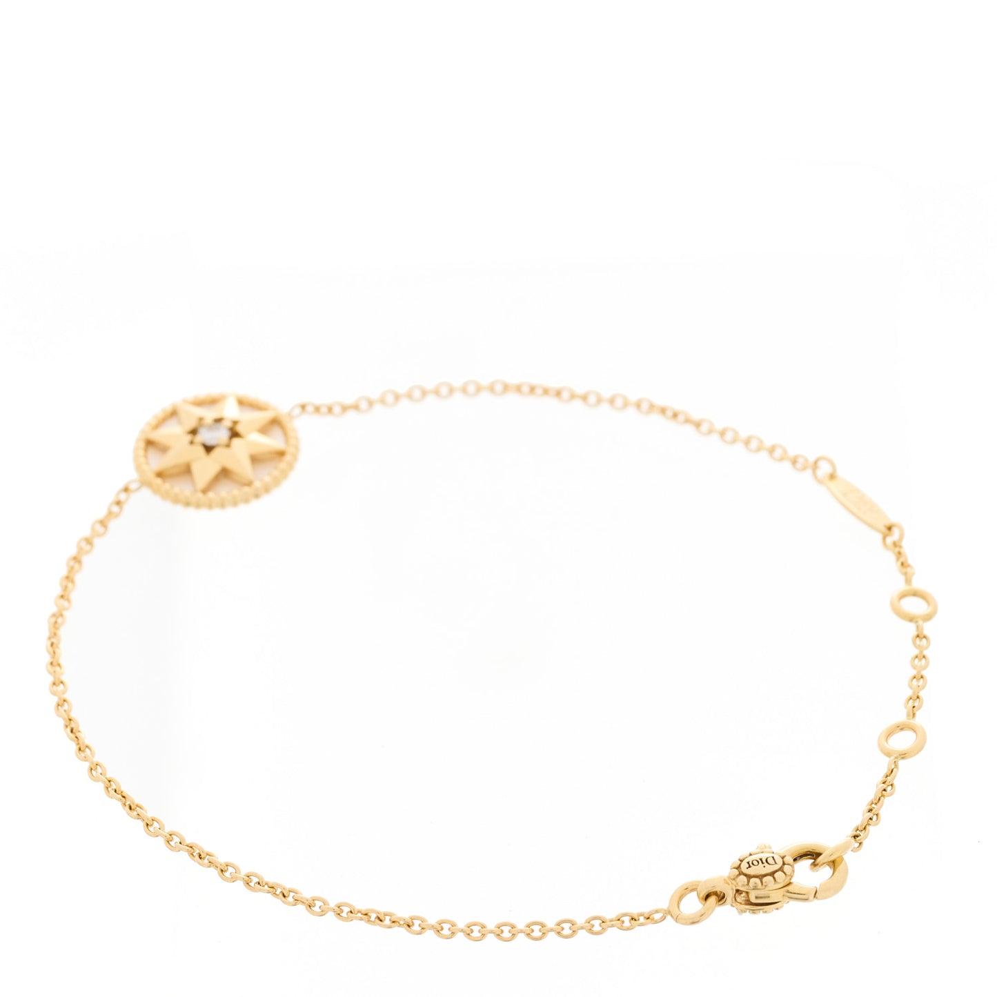 18K Yellow Gold Diamond Mother of Pearl Rose Des Vents Bracelet