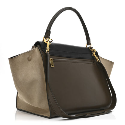Celine Smooth Calfskin Suede Medium Tri-Color Trapeze Olive 3 of 13